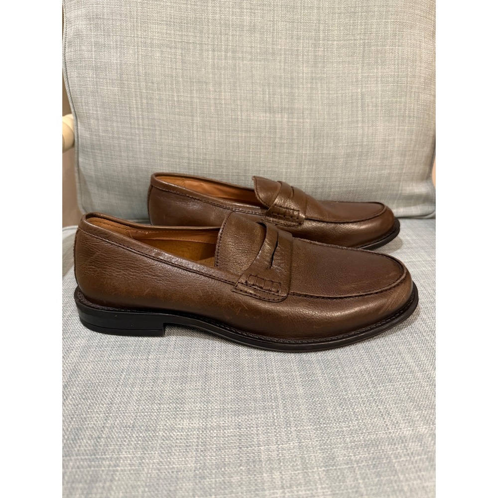 Steve Madden Mens RB-8305 Brown Leather Penny Loafers Size 10.5 Slip On Shoes